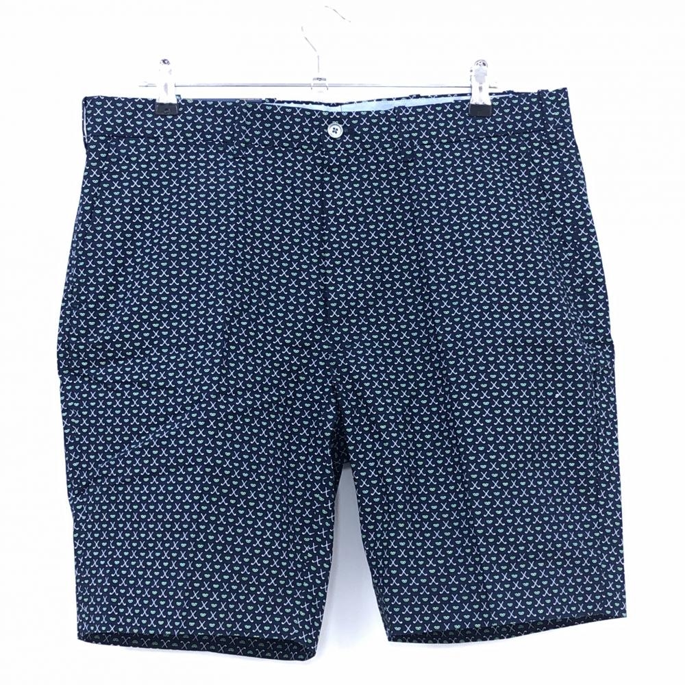 【新品】ポロゴルフ ハーフパンツ ネイビー×白×グリーン 総柄 メンズ 36 ゴルフウェア Ralph Lauren