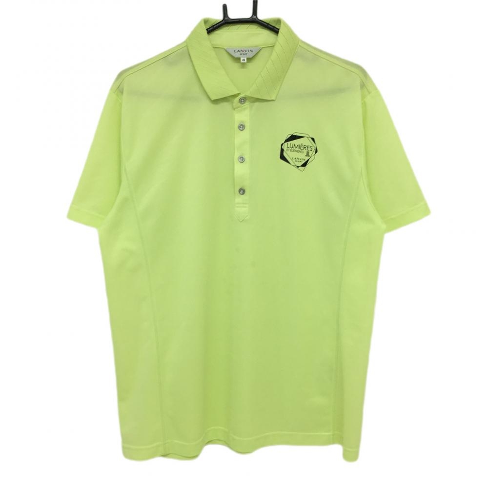 ランバンスポール 半袖ポロシャツ ライトグリーン 地模様 襟異素材 メンズ 42 ゴルフウェア LANVIN SPORT