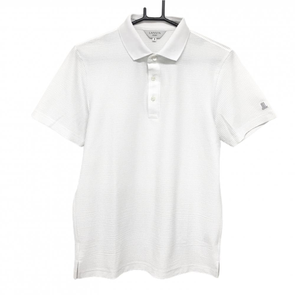【美品】ランバンスポール 半袖ポロシャツ 白 サッカー生地 メンズ 38(M) ゴルフウェア LANVIN SPORT