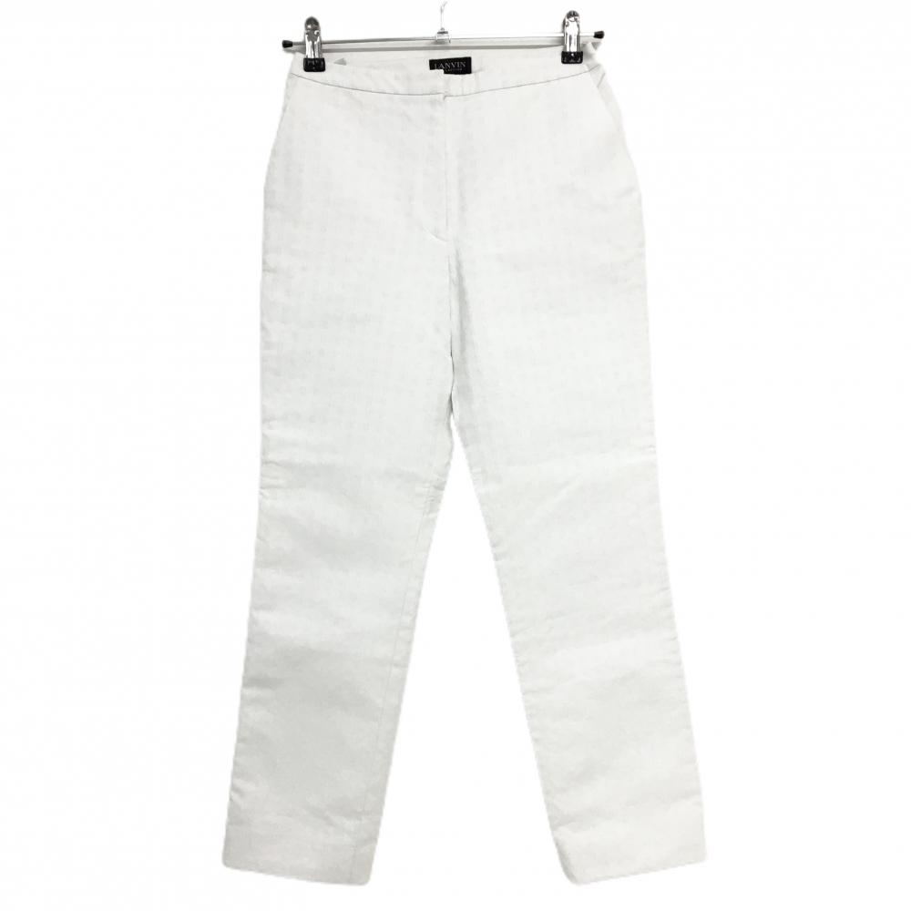 【美品】ランバンコレクション パンツ 白 地模様 裏地付き メンズ 36(S) ゴルフウェア LANVIN SPORT