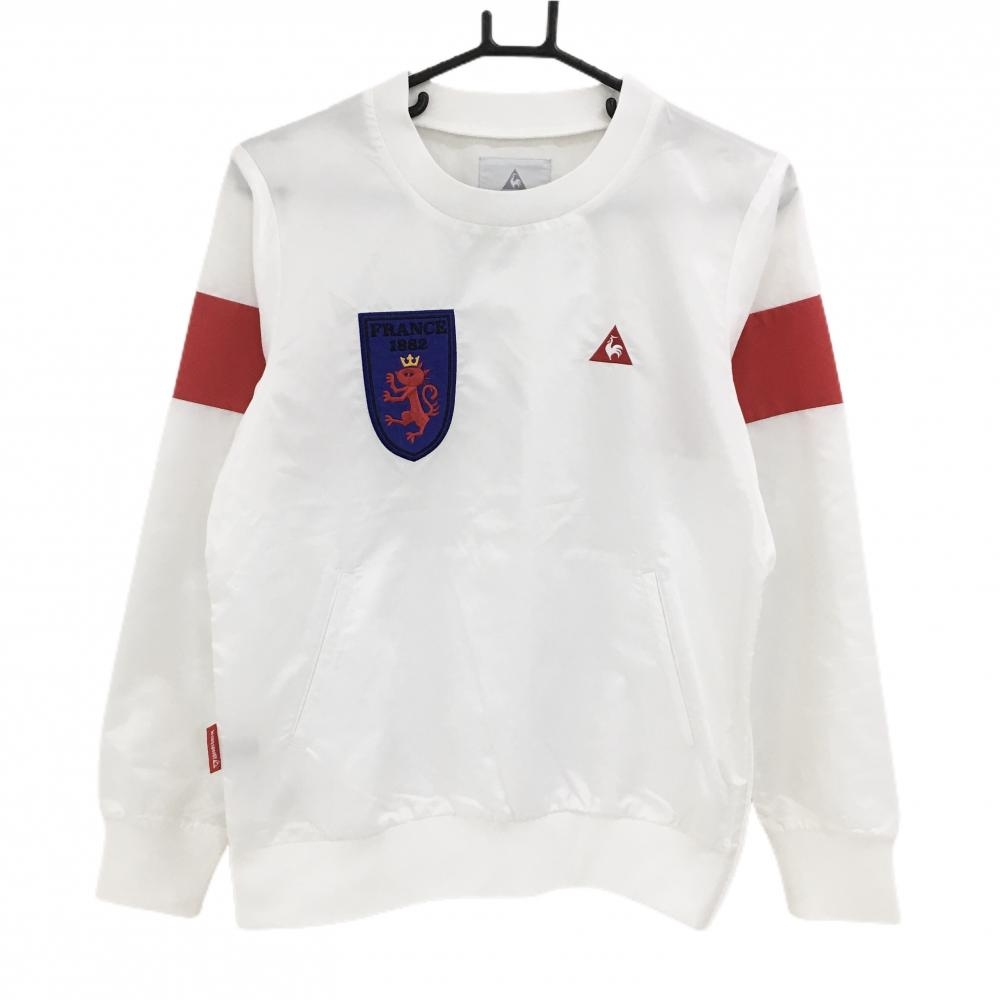 【超美品】ルコックゴルフ スニード 白×レッド 胸ロゴ 薄手 ブルゾン メンズ M ゴルフウェア le coq sportif