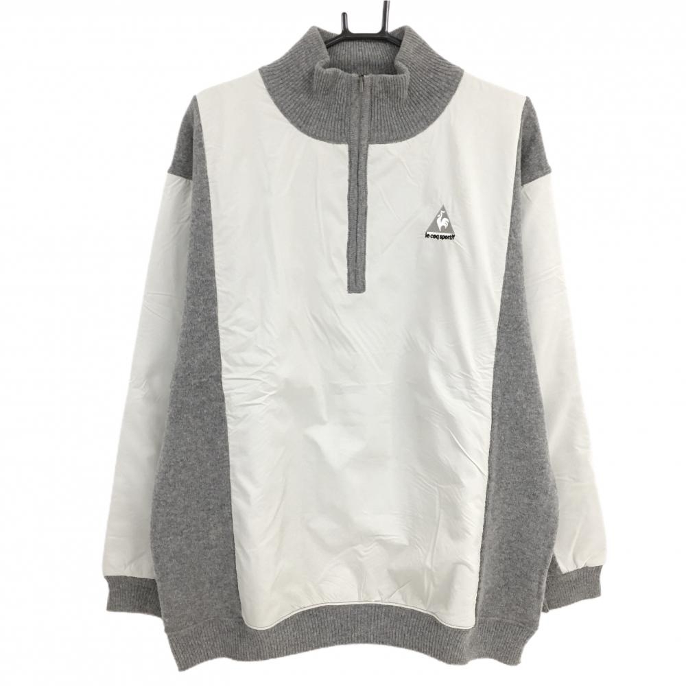 ルコックゴルフ 切替ニットブルゾン グレー×ライトグレー ハーフジップ メンズ LL ゴルフウェア le coq sportif