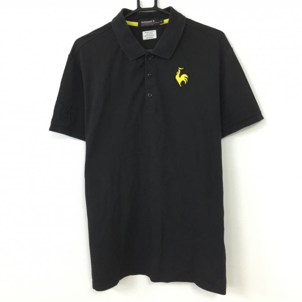 le coq sportif ルコック 半袖ポロシャツ 黒×イエロー ロゴマーク 大きいサイズ メンズ 3L ゴルフウェア
