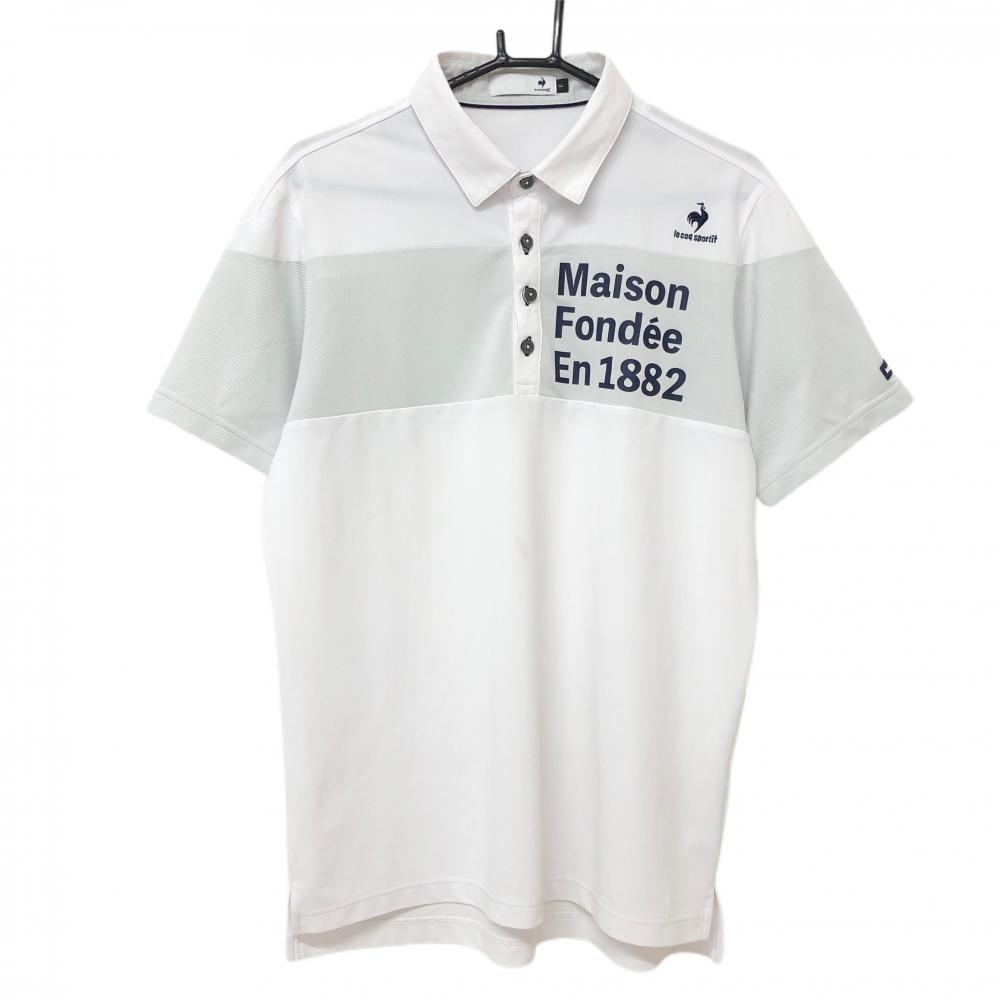 ルコック 半袖ポロシャツ 白×グレー 胸元切替 メンズ LL ゴルフウェア 2022年モデル le coq sportif