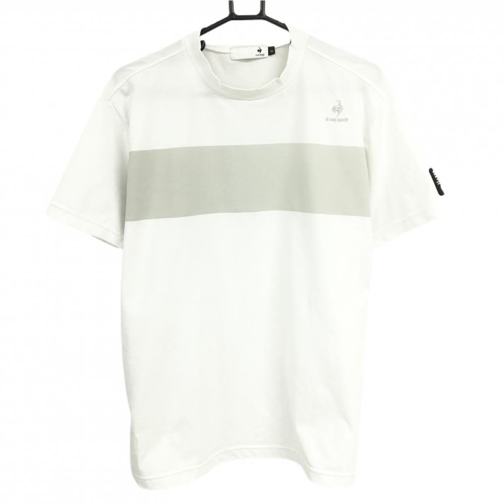 【美品】ルコックゴルフ Tシャツ 白×ライトグレー 後ろロゴプリント メンズ LL ゴルフウェア le coq sportif