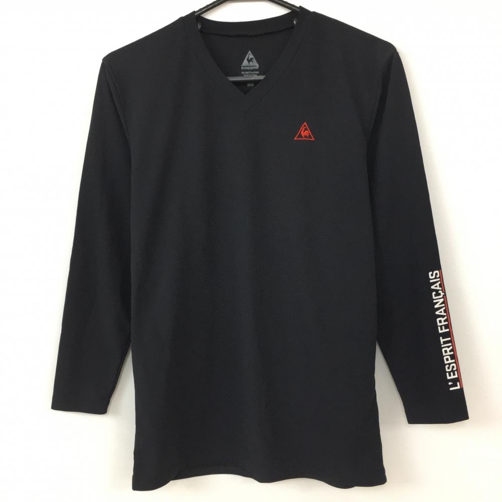 【美品】le coq sportif ルコック インナーシャツ 黒 Vネック ロゴ刺しゅう メンズ M ゴルフウェア