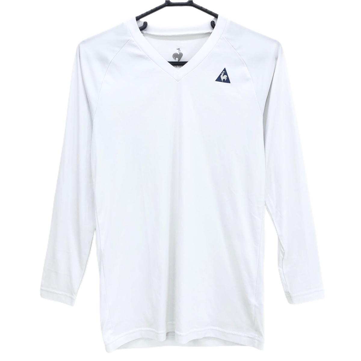 【超美品】ルコックゴルフ インナーシャツ 白 ロゴネイビー Vネック メンズ M ゴルフウェア le coq sportif
