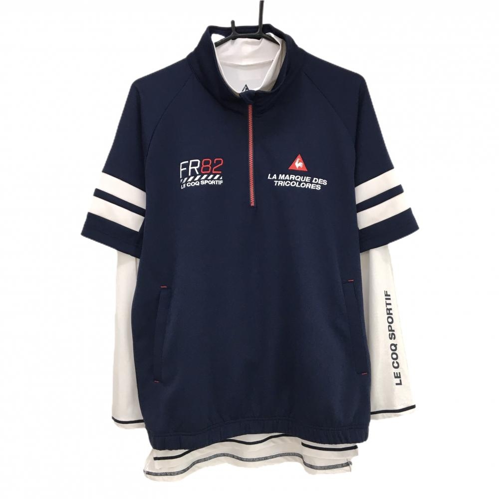 【美品】ルコックゴルフ 2点セット ネイビー×白 ハーフジップ  メンズ S ゴルフウェア le coq sportif