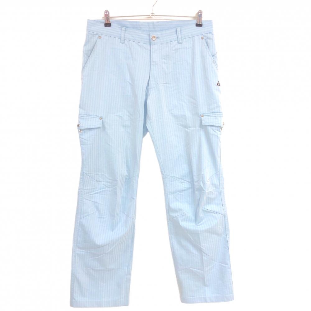 ルコック パンツ ライトブルー×黒 ストライプ織生地 ストレッチ メンズ 88 ゴルフウェア le coq sportif