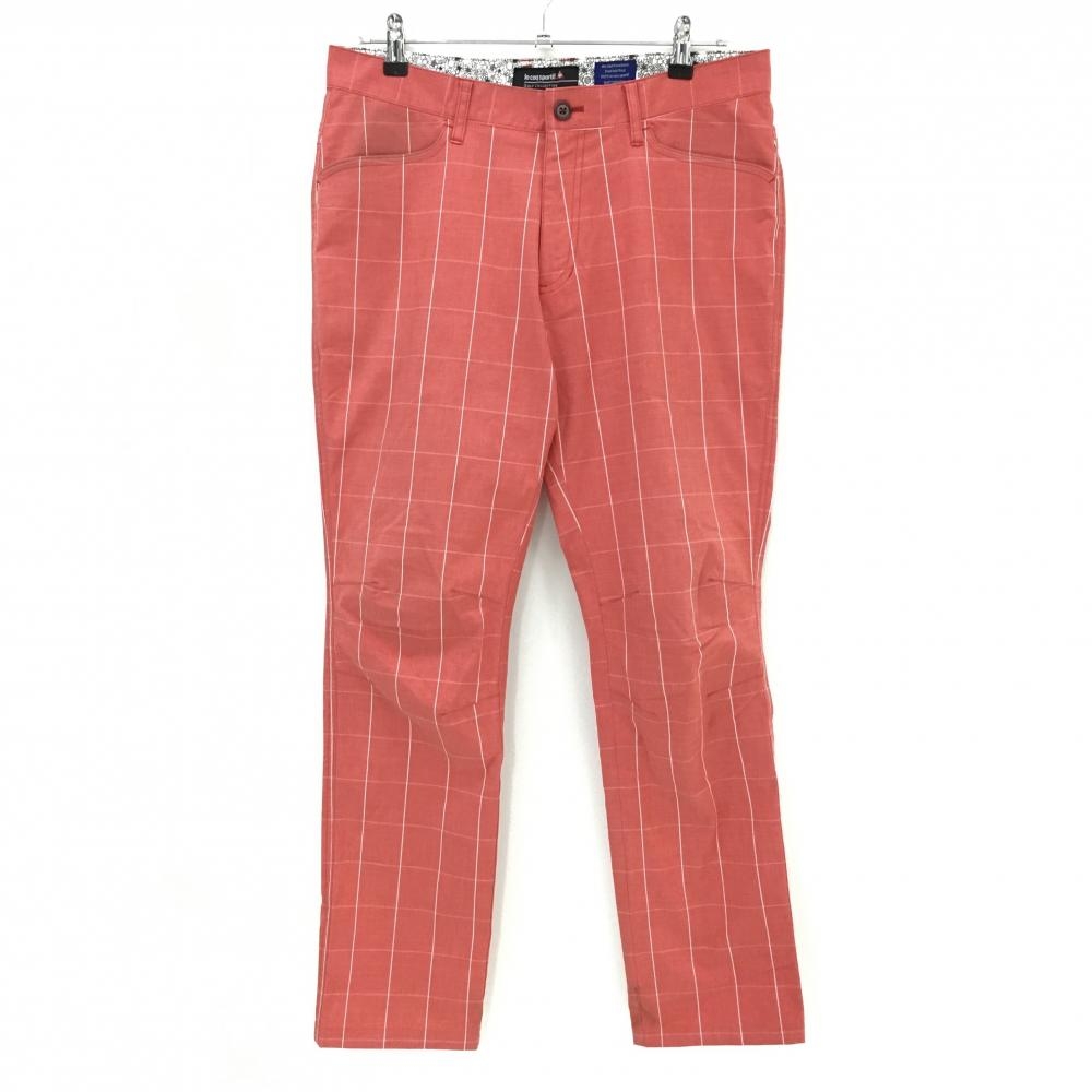 ルコックゴルフ パンツ レッド×白 格子チェック ストレッチ  メンズ 85 ゴルフウェア le coq sportif