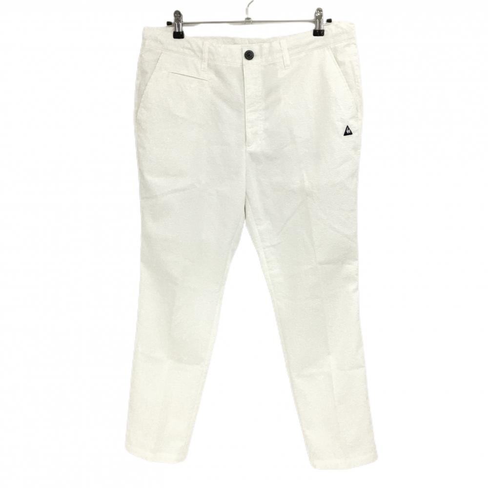 ルコックゴルフ パンツ 白×ネイビー サッカー生地 一部裏地付き メンズ 84-90 ゴルフウェア le coq sportif