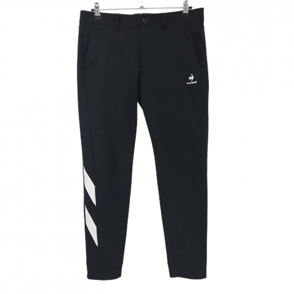 ルコックゴルフ ジョガーパンツ 黒×白 裾付近斜めライン メンズ 85 ゴルフウェア le coq sportif