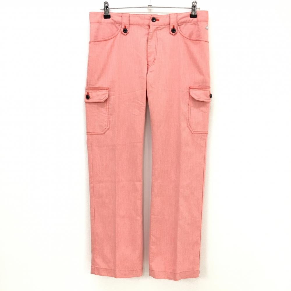 【美品】ルコックゴルフ カーゴパンツ サーモンピンク系 コットン混 メンズ 82 ゴルフウェア le coq sportif