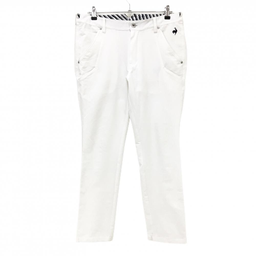 ルコックゴルフ パンツ 白×ダークネイビー 無地 ロゴ刺しゅう ストレッチ メンズ 85 ゴルフウェア le coq sportif
