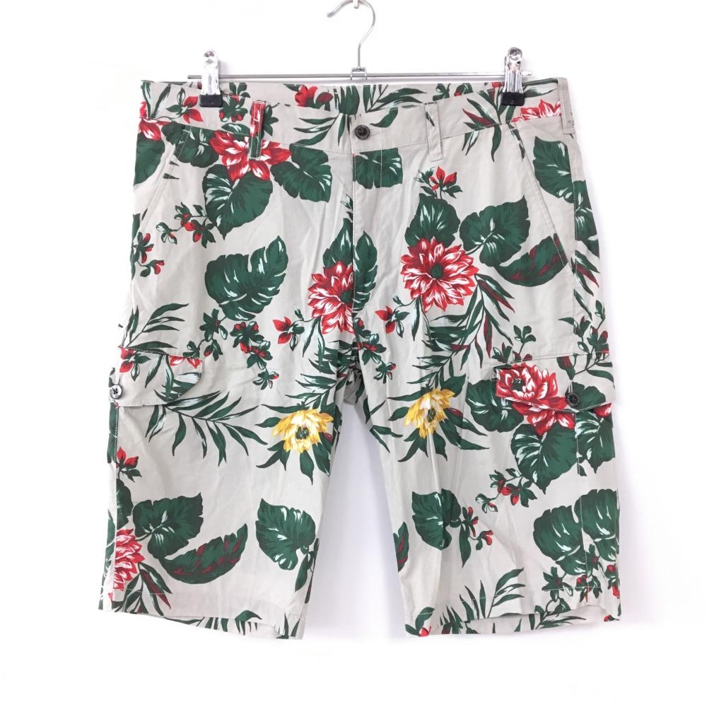 le coq sportif ルコック ハーフパンツ ライトグレー×グリーン 花柄 メンズ 85 ゴルフウェア