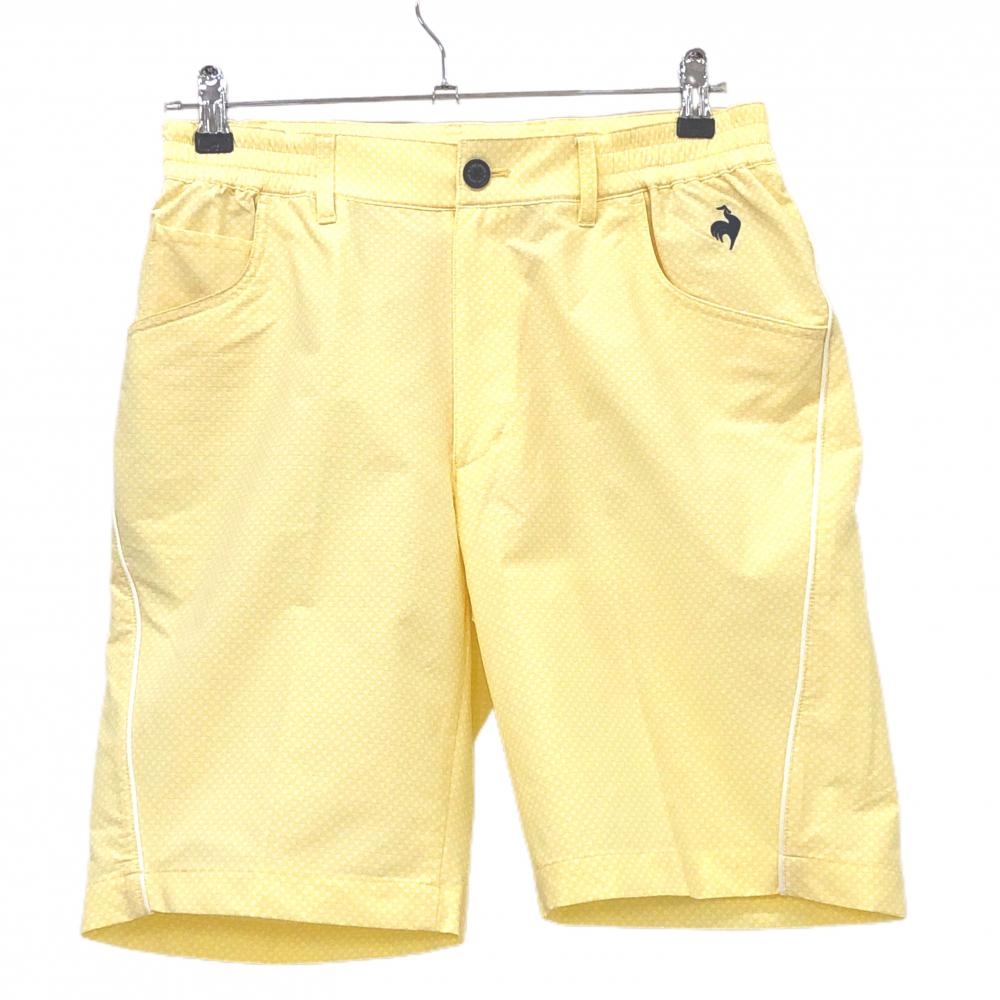 ルコックゴルフ ハーフパンツ イエロー×白 総柄 ロゴ刺しゅう  メンズ M ゴルフウェア le coq sportif
