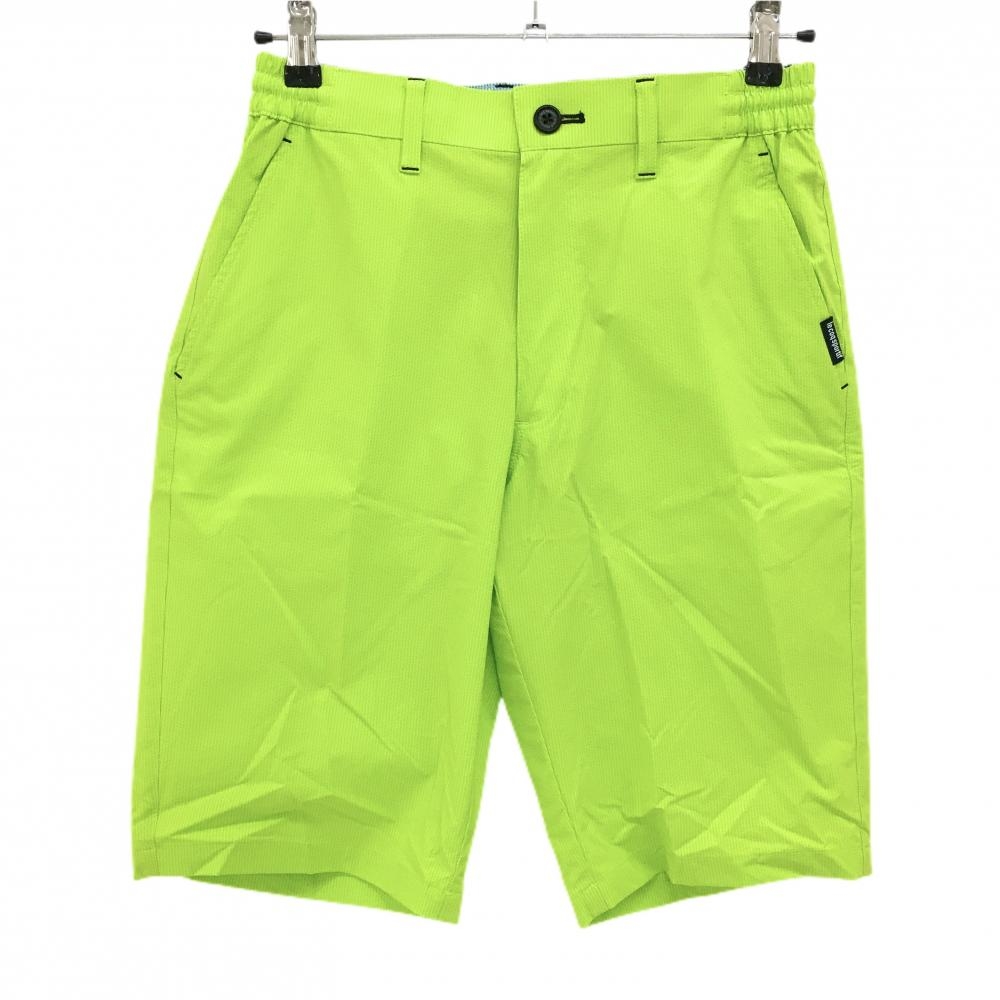 ルコックゴルフ ハーフパンツ ライトグリーン 地模様 ウエスト調整紐 メンズ M ゴルフウェア le coq sportif
