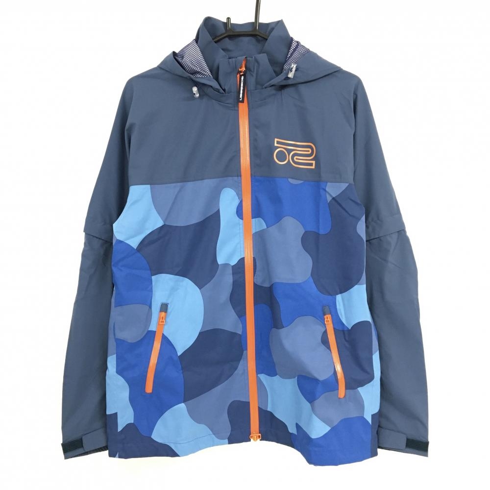 【超美品】ロサーセン 4WAYレインジャケット グレー×オレンジ 一部総柄  メンズ LL ゴルフウェア Rosasen