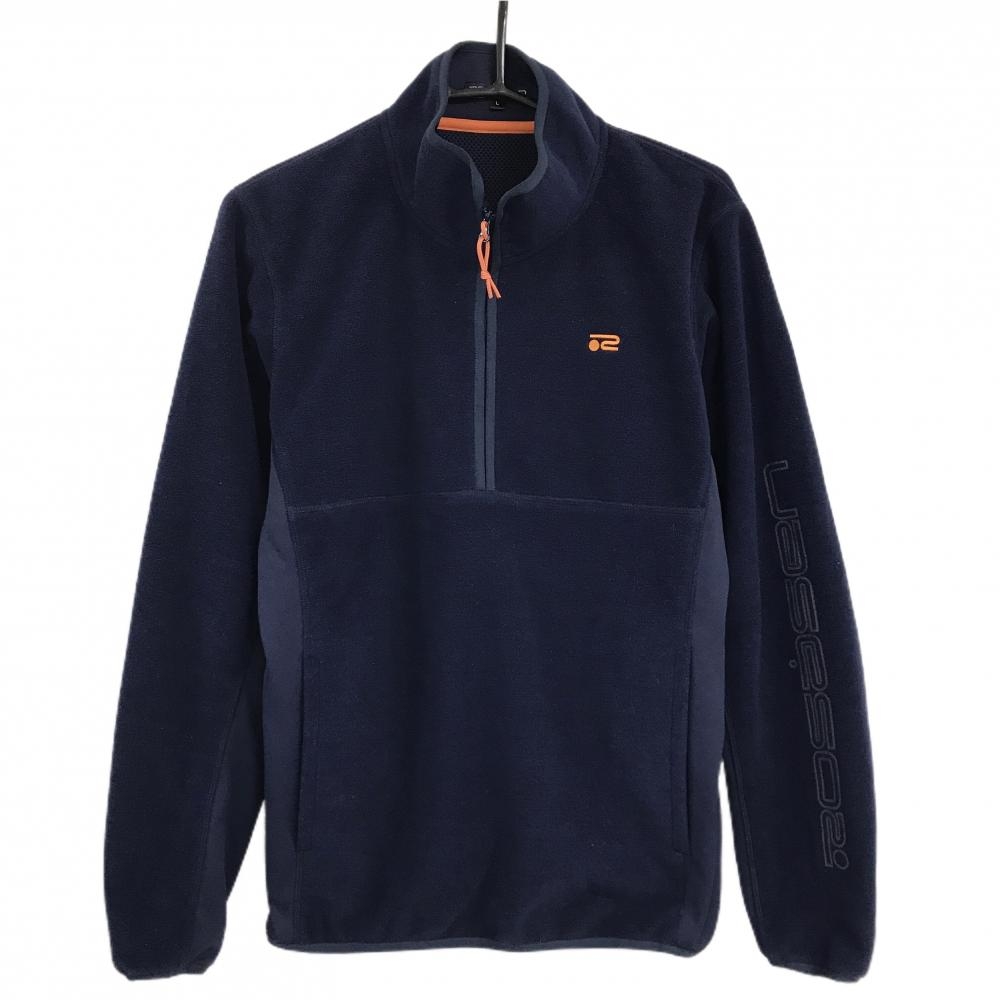 【超美品】ロサーセン ブルゾン ネイビー ハーフジップ フリース生地 裏地付 メンズ L ゴルフウェア Rosasen