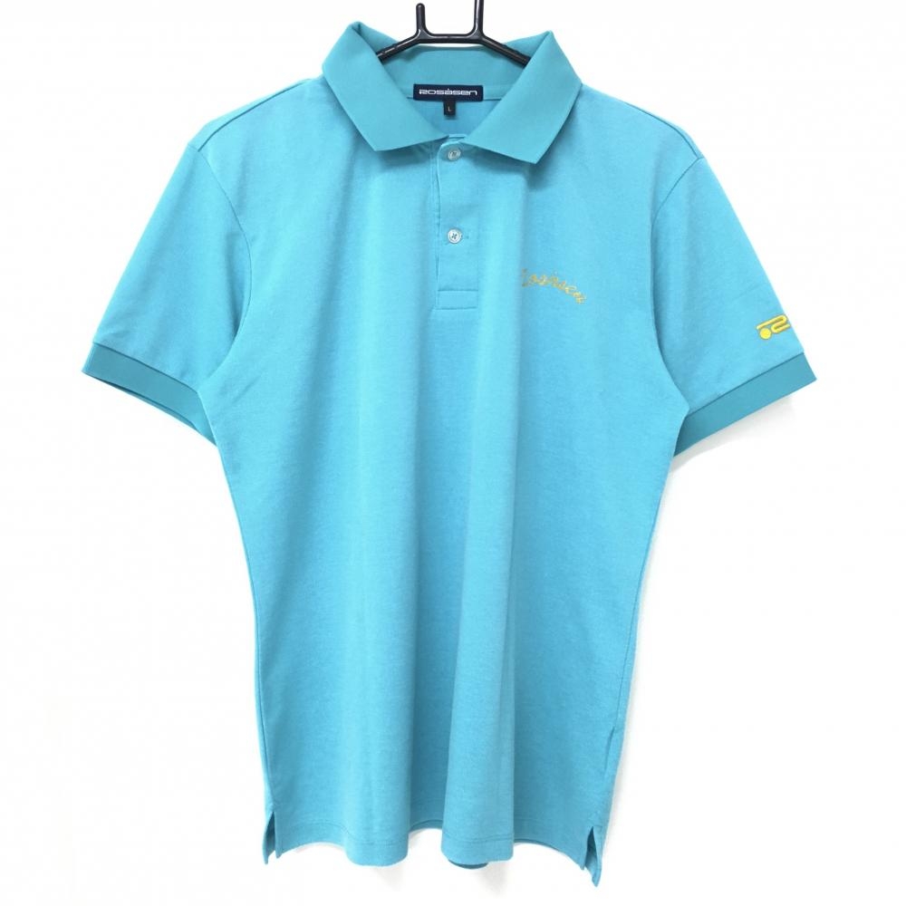 【超美品】ロサーセン 半袖ポロシャツ ライトブルー バックロゴ白 メンズ L ゴルフウェア Rosasen