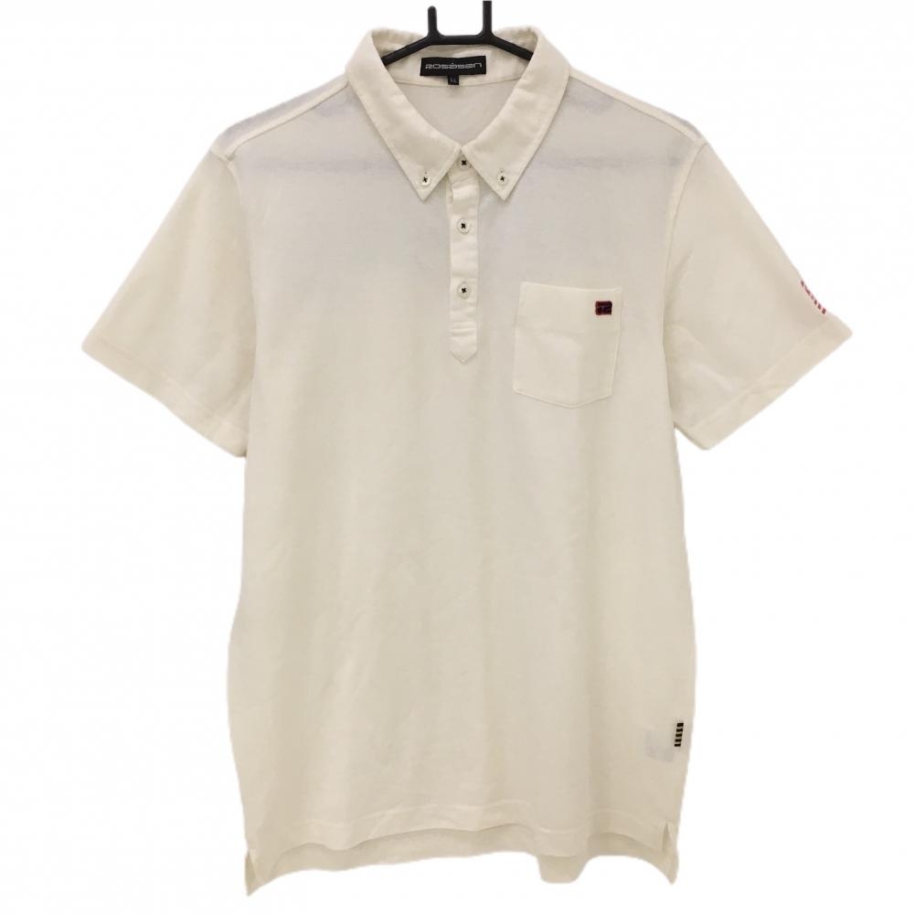ロサーセン 半袖ポロシャツ アイボリー ボタンダウン メンズ LL ゴルフウェア Rosasen