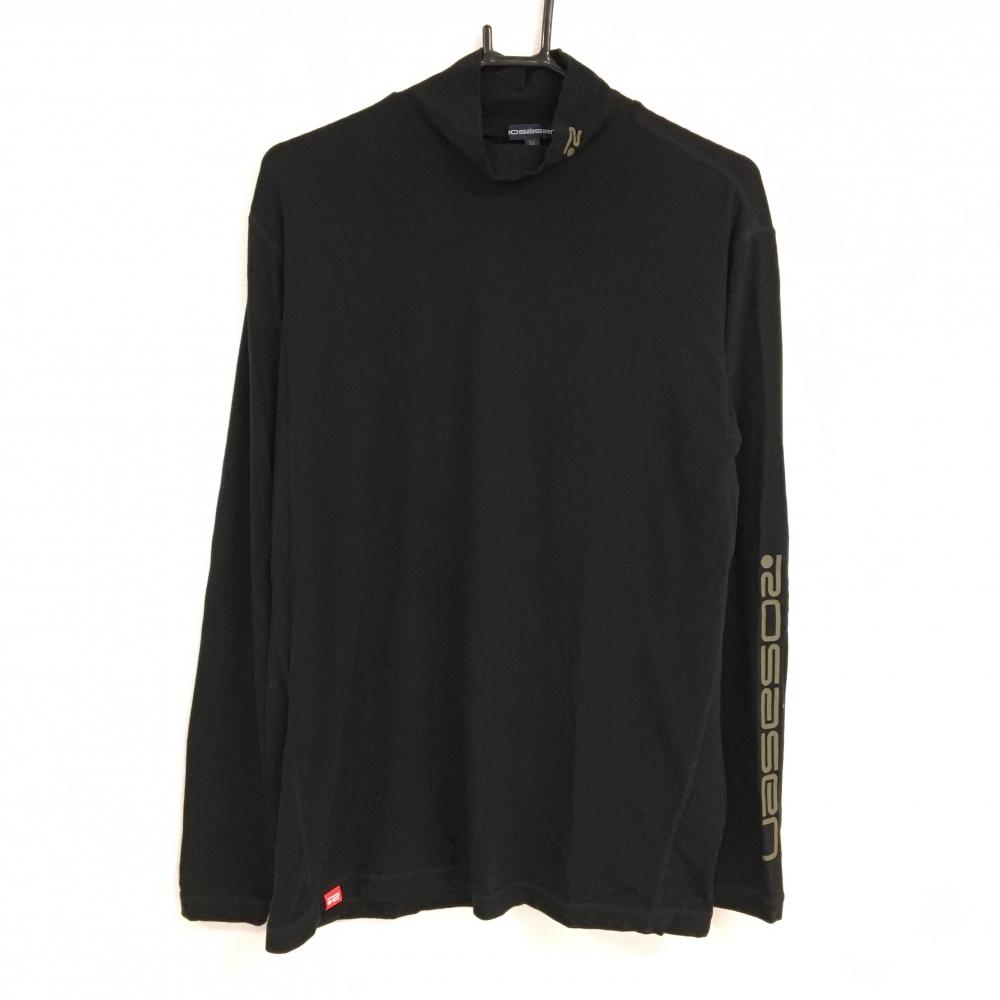 【超美品】ロサーセン ハイネックインナーシャツ 黒×カーキ 袖ロゴ  メンズ LL ゴルフウェア Rosasen