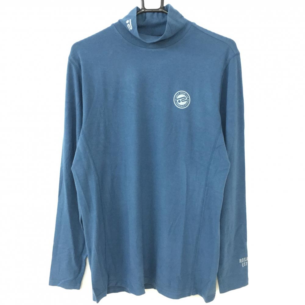 【新品】30％OFF〜Rosasen ロサーセン 長袖ハイネックシャツ ブルー 表起毛 吸湿発熱 アクリル混 メンズ L ゴルフウェア
