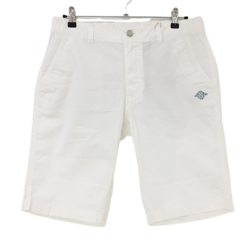 【新品】ロサーセン ハーフパンツ 白 ストレッチ ロゴミントグリーン メンズ 85 ゴルフウェア Rosasen