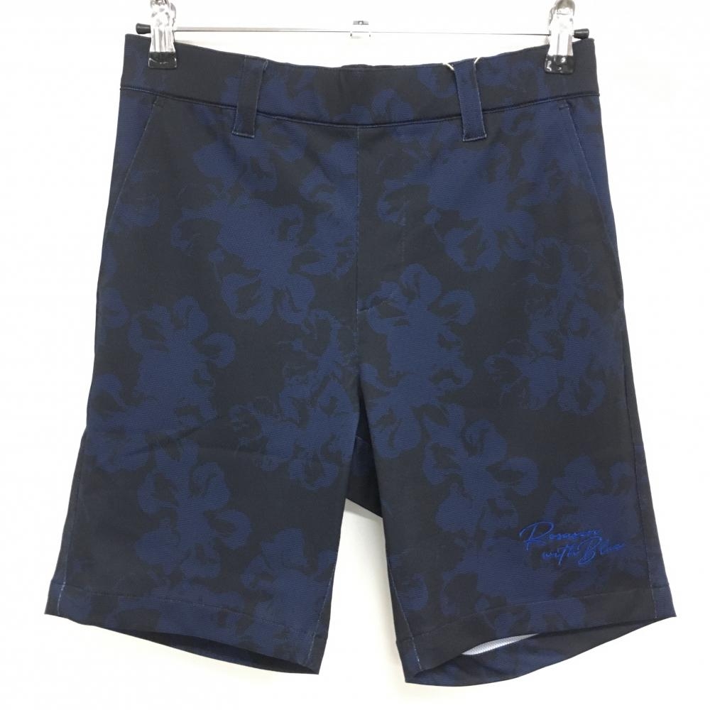 【新品】ロサーセン ハーフパンツ 黒×ネイビー 花柄 メッシュ生地 メンズ 76 ゴルフウェア Rosasen