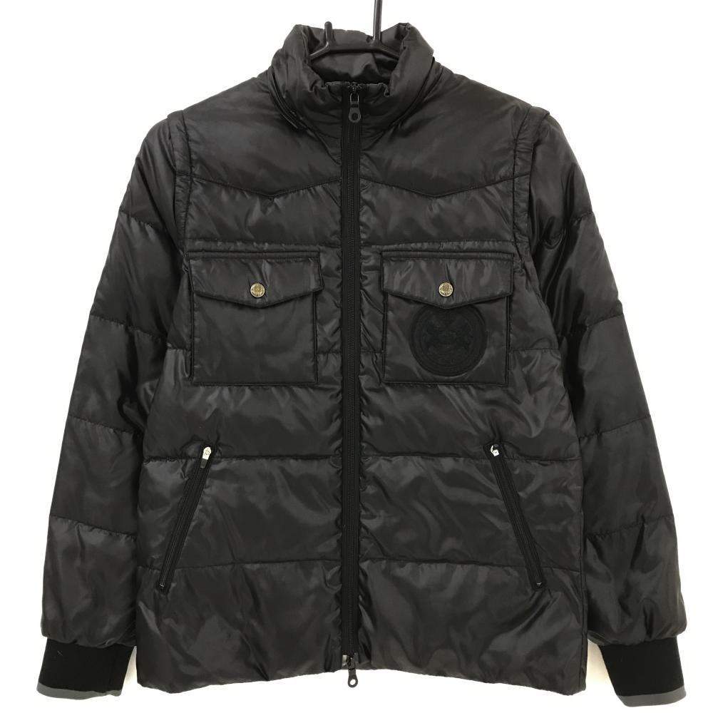 23区スポーツ 2WAYダウンジャケット 黒 胸ポケット 袖着脱可 ダウン85％  レディース L ゴルフウェア 23区