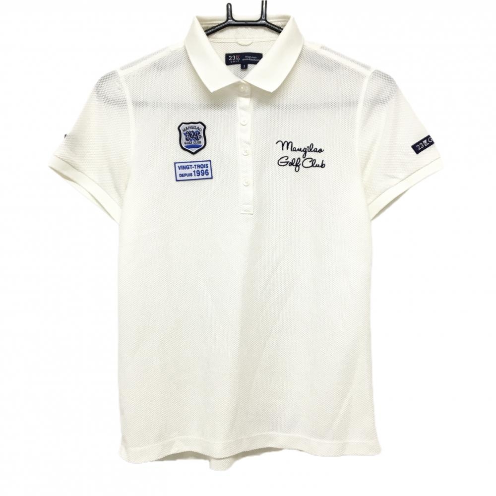 23区ゴルフ 半袖ポロシャツ 白 マンギラオゴルフクラブ  レディース I(M) ゴルフウェア 23区