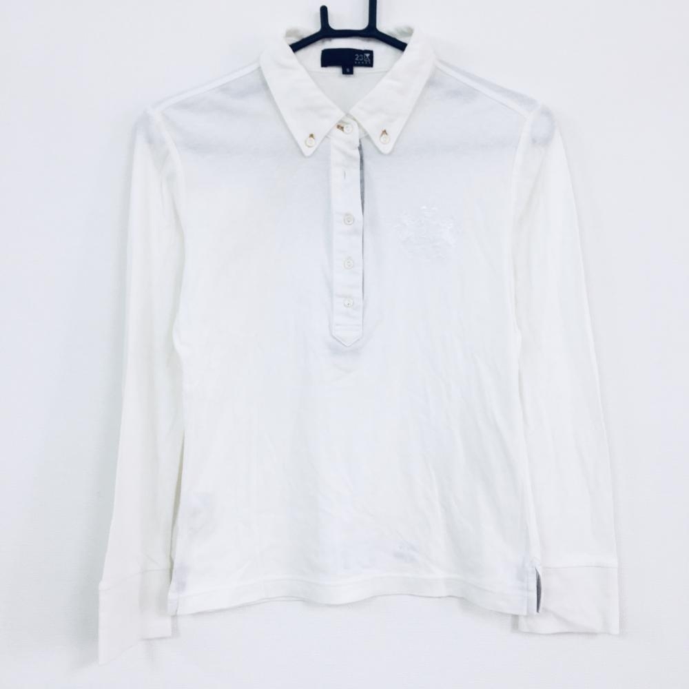 23区 23区 長袖ポロシャツ 白 ボタンダウン 刺繍 レディース S ゴルフウェア 中古ゴルフウェア通販サイトreonard レオナード