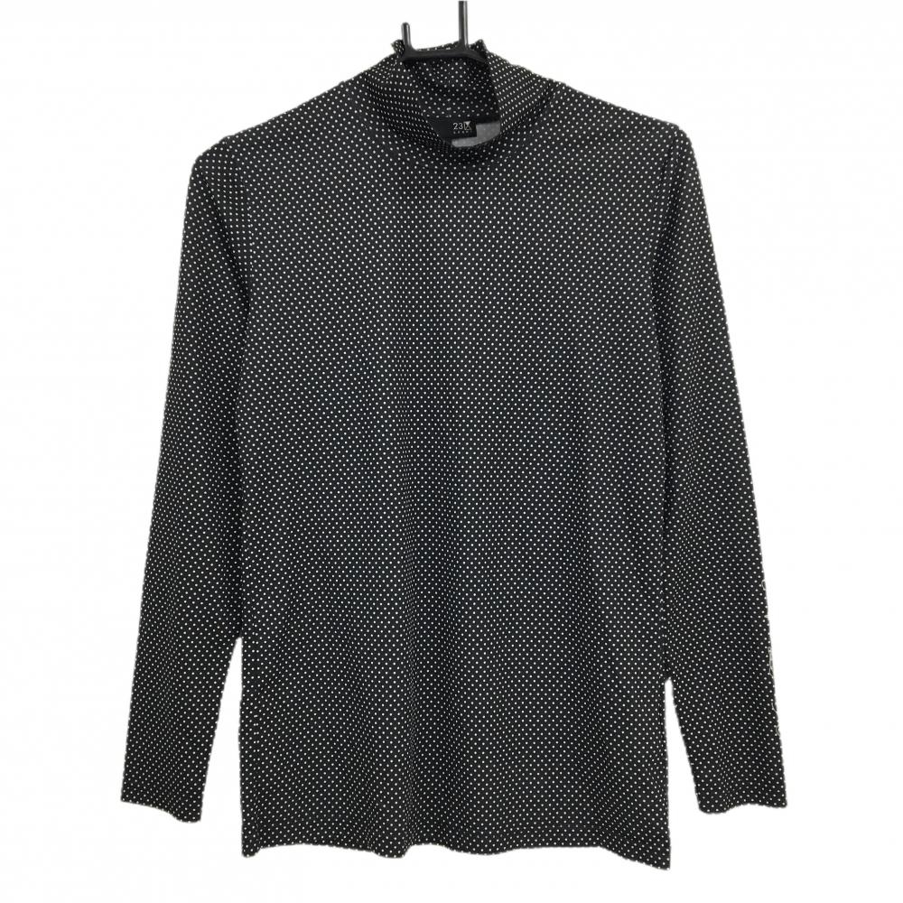 【超美品】23区スポーツ ハイネックインナーシャツ 黒×白 ドット柄 レディース L ゴルフウェア 23区