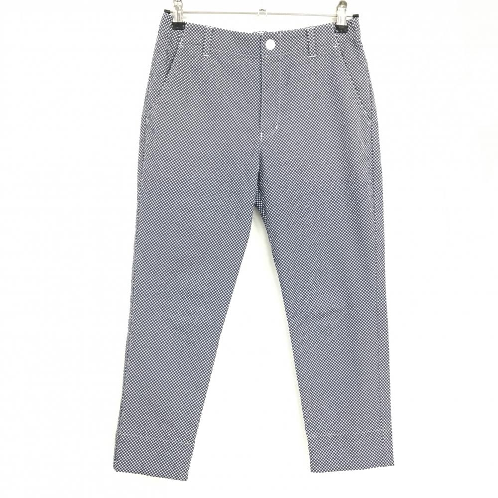 23区ゴルフ 七分丈パンツ ネイビー×白 ギンガムチェック サッカー生地 レディース I(M) ゴルフウェア 23区