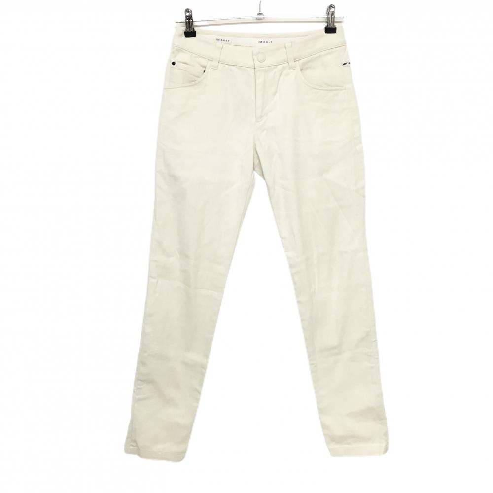 【美品】23区ゴルフ パンツ アイボリー×ネイビー ヒップライン ストレッチ レディース 58 ゴルフウェア 23区