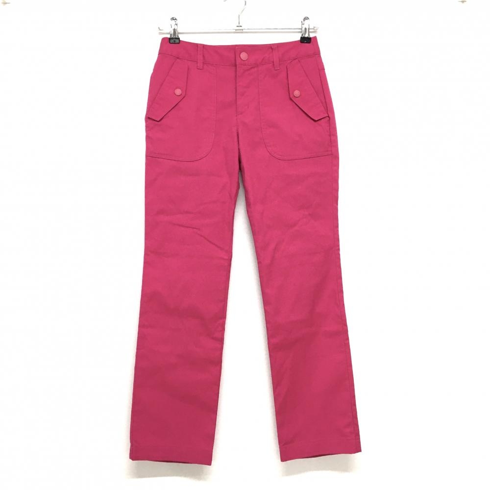 【超美品】23区ゴルフ パンツ ピンク ロゴプリント ストレッチ  レディース 58(XS) ゴルフウェア 23区