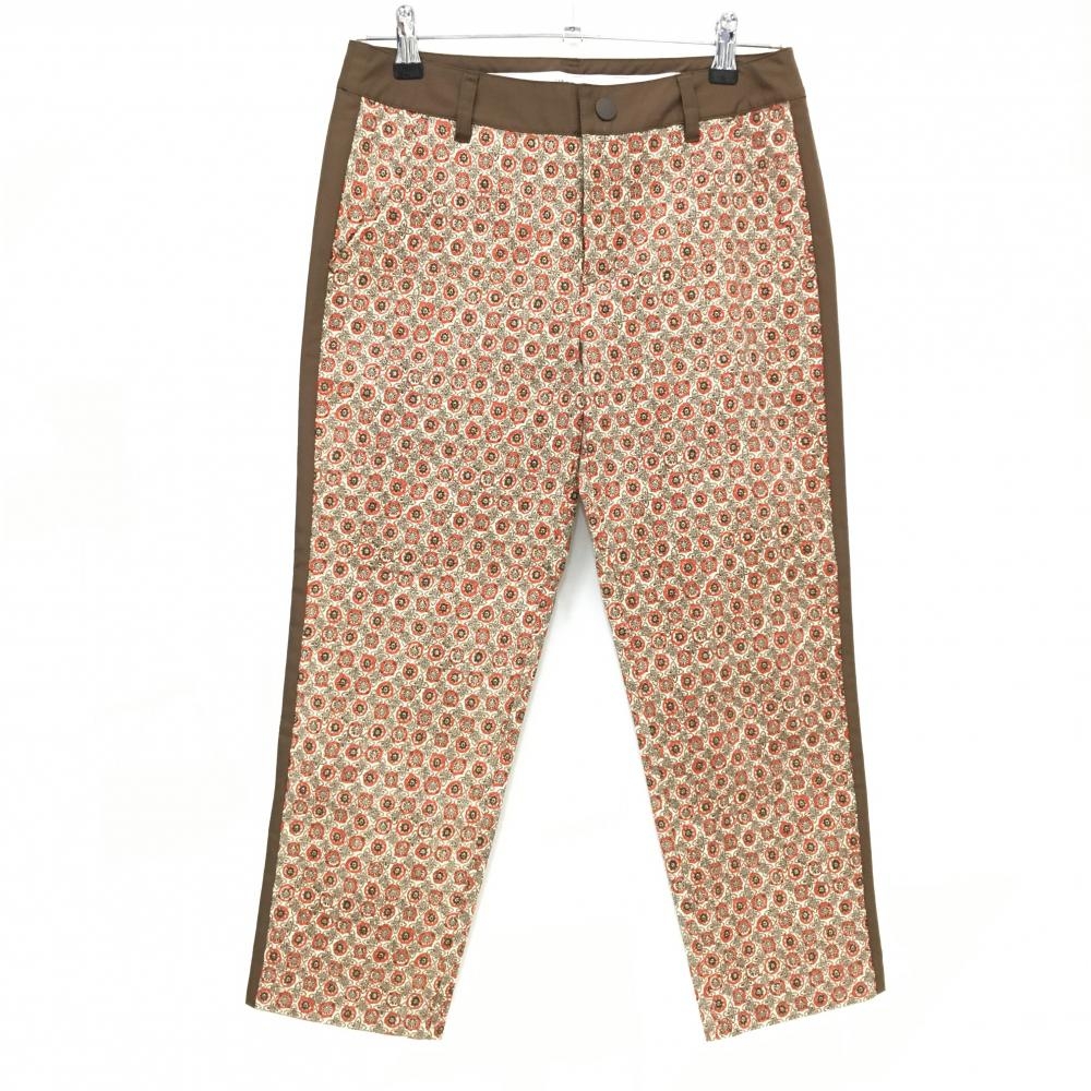 【超美品】23区ゴルフ 七分丈パンツ ブラウン×レッド 総柄  レディース 64(M) ゴルフウェア 23区