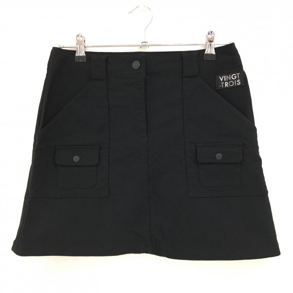 【美品】23区ゴルフ スカート 黒 バックロゴ レディース 64(M) ゴルフウェア 23区