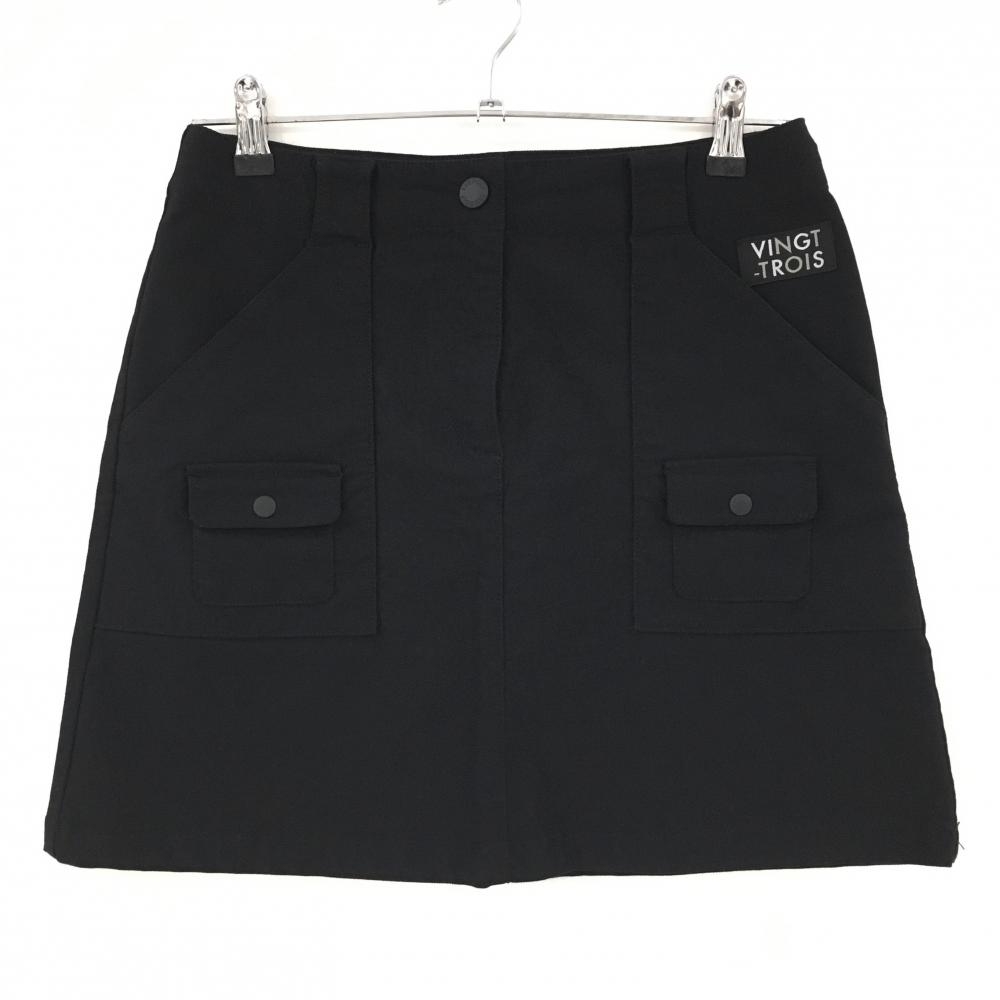 【美品】23区ゴルフ スカート 黒 ロゴ白 レディース 64(M) ゴルフウェア 23区