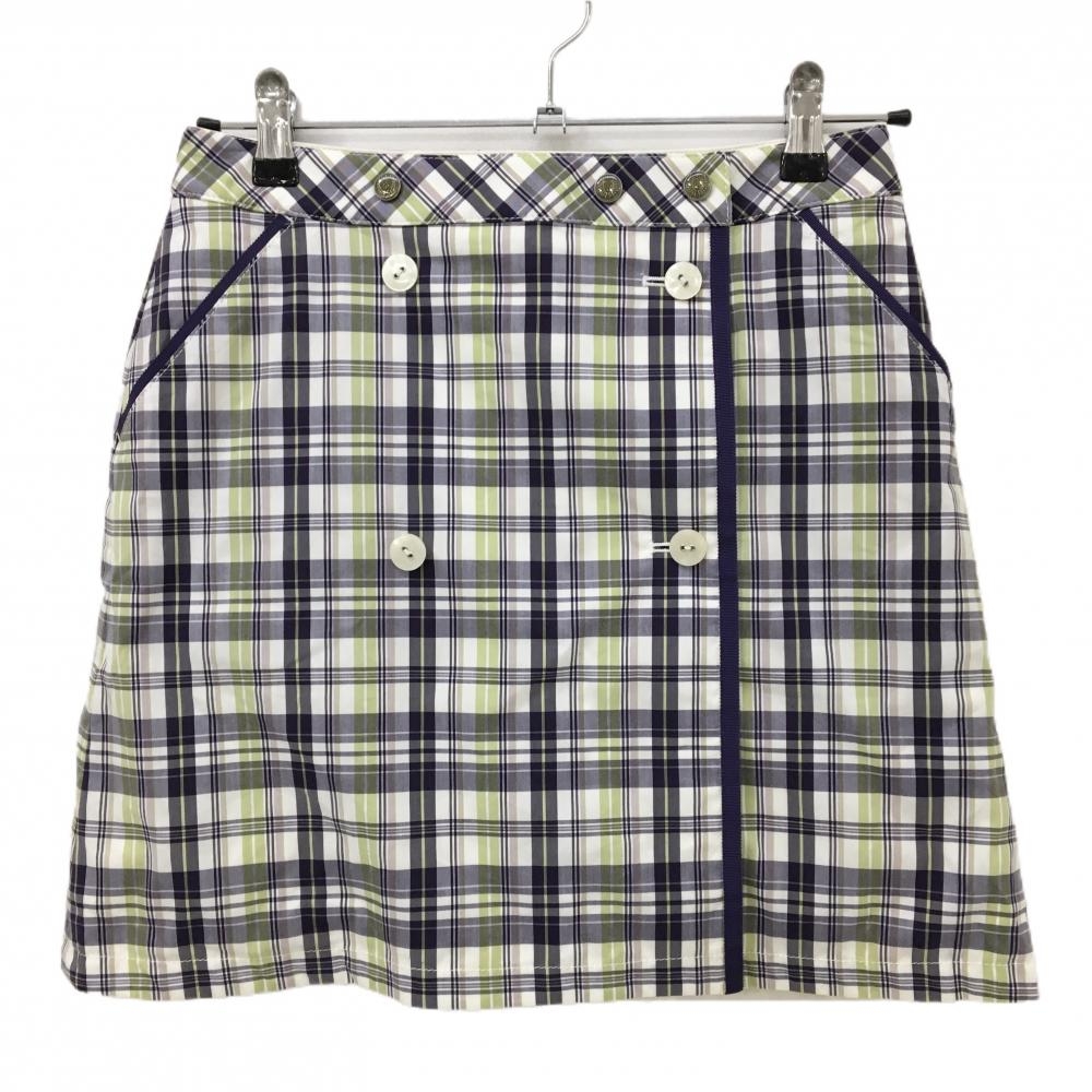 23区スポーツ リバーシブルスカート パープル×白 チェック ラップスカート インナーパンツ付 レディース 61(S) ゴルフウェア 23区