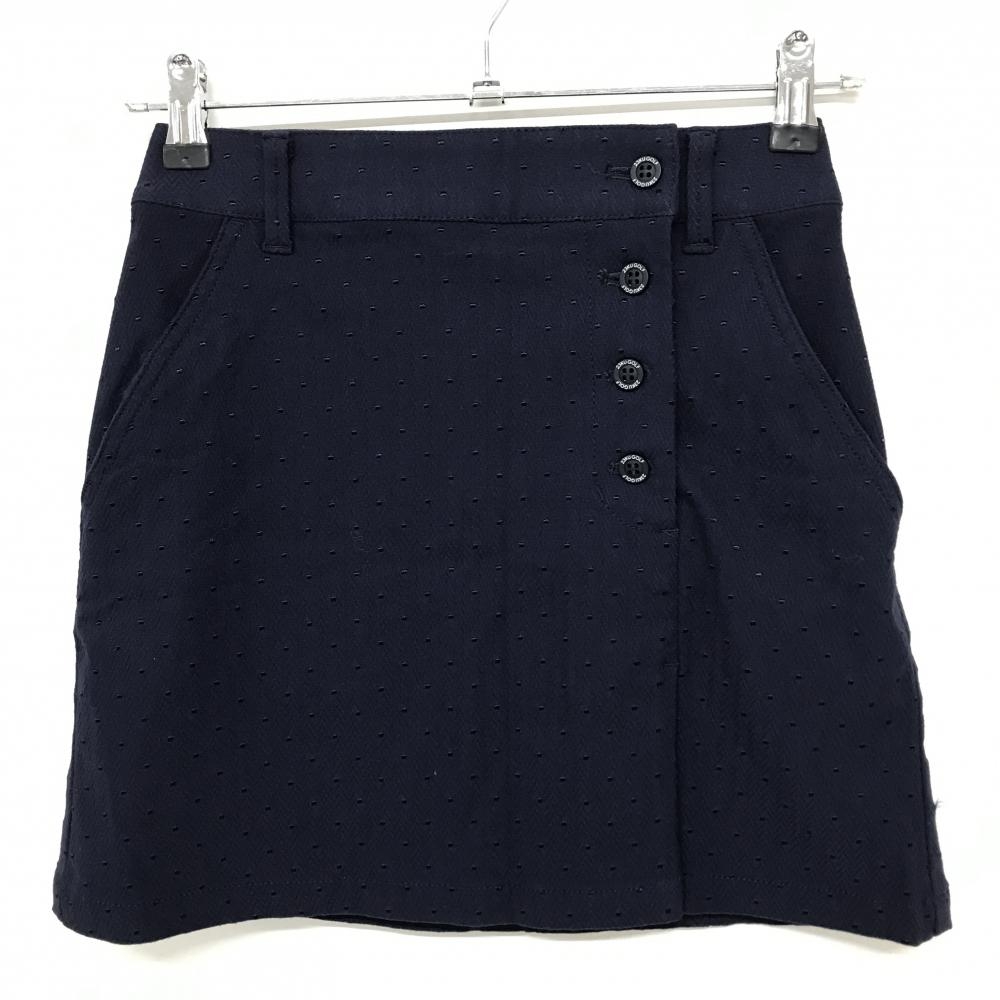 【美品】23区ゴルフ スカート ネイビー ドット柄 へリンボーン織生地  レディース 58(XS) ゴルフウェア 23区