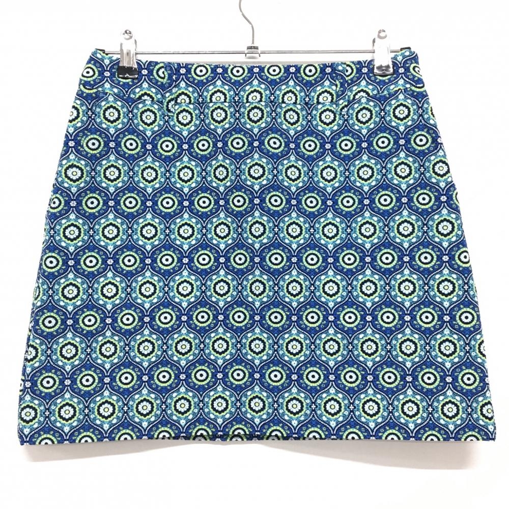 【超美品】23区ゴルフ スカート ブルー×ネイビー×白 総柄 ストレッチ  レディース 64 ゴルフウェア 23区