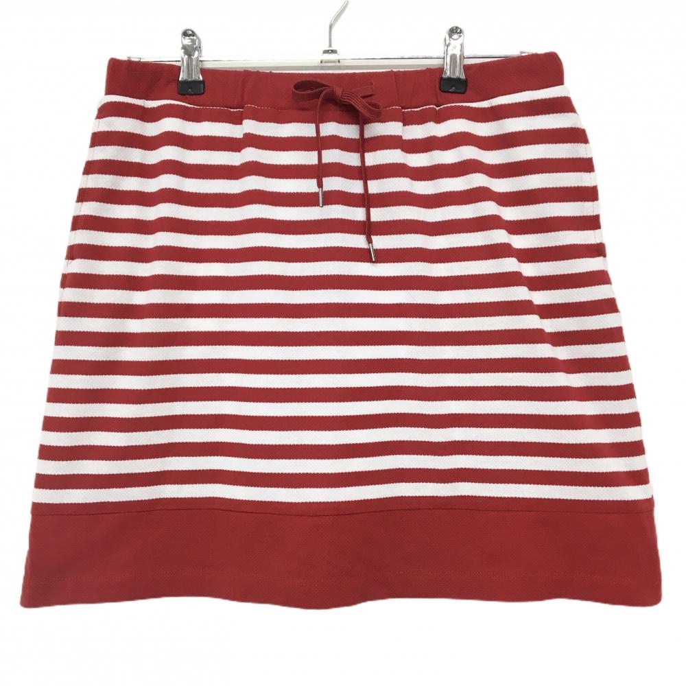 【美品】23区ゴルフ スカート レッド×白 ボーダー クマ刺しゅう 裏地付  レディース III(XL) ゴルフウェア 23区