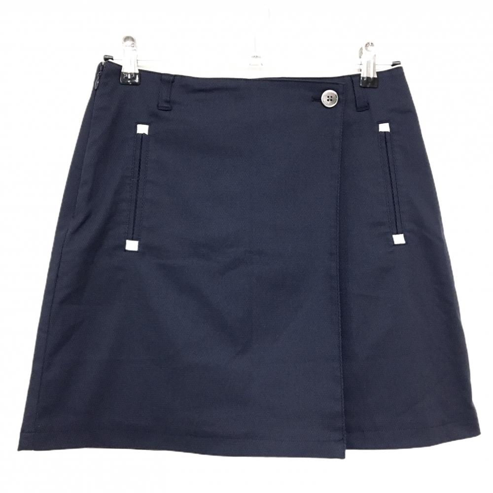 【超美品】23区ゴルフ スカート ネイビー 地模様 裏地付 巻きスカート風 レディース 61 ゴルフウェア 23区