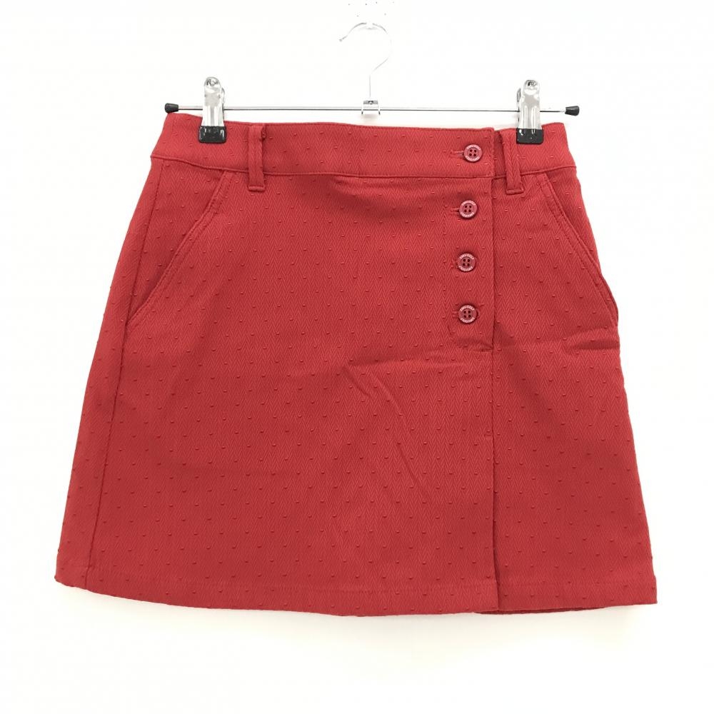 【超美品】23区ゴルフ スカート レッド 地模様 ドット刺しゅう ストレッチ レディース 61(S) ゴルフウェア 23区