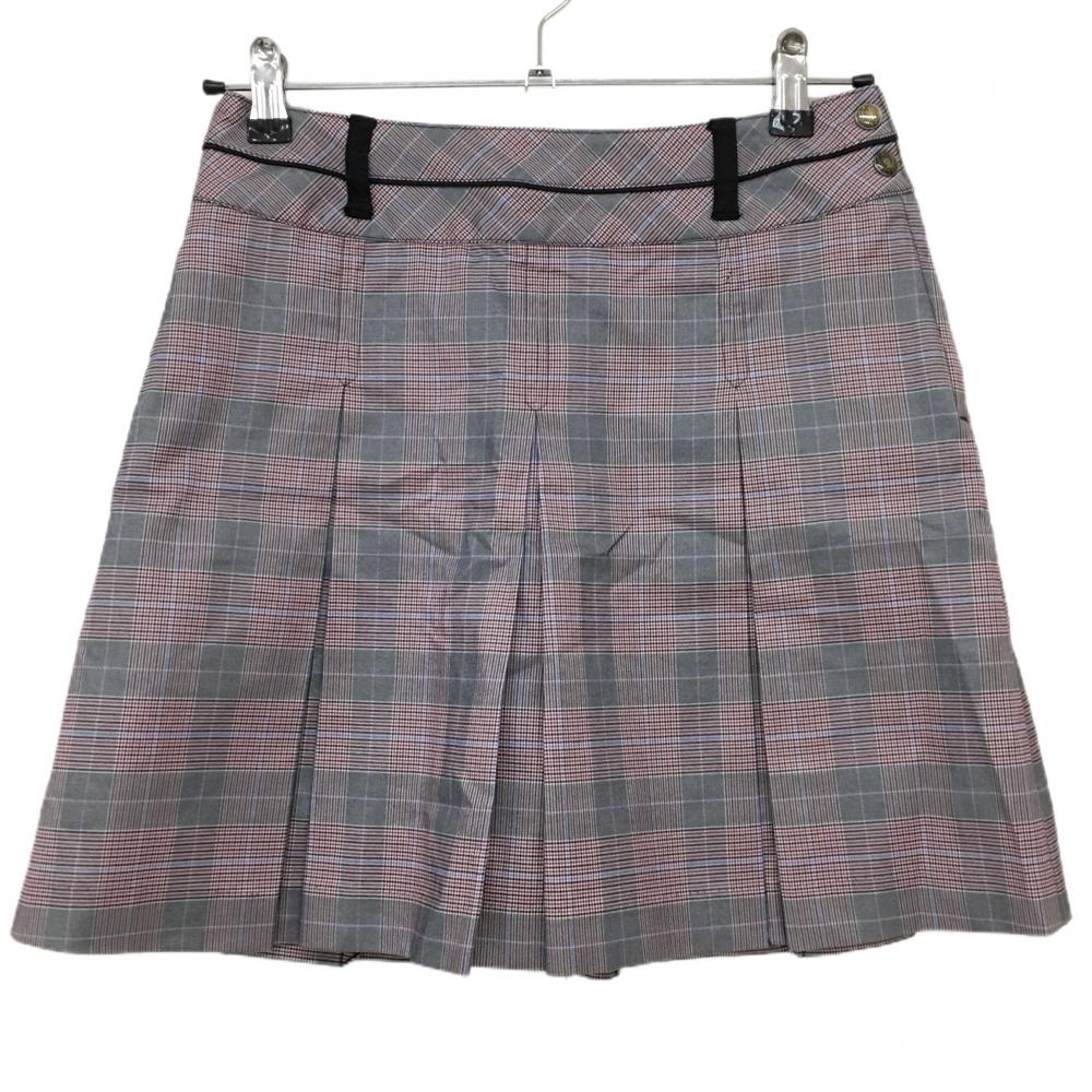 【超美品】23区スポーツ プリーツスカート グレー×レッド チェック柄 内側インナーパンツ レディース M ゴルフウェア 23区