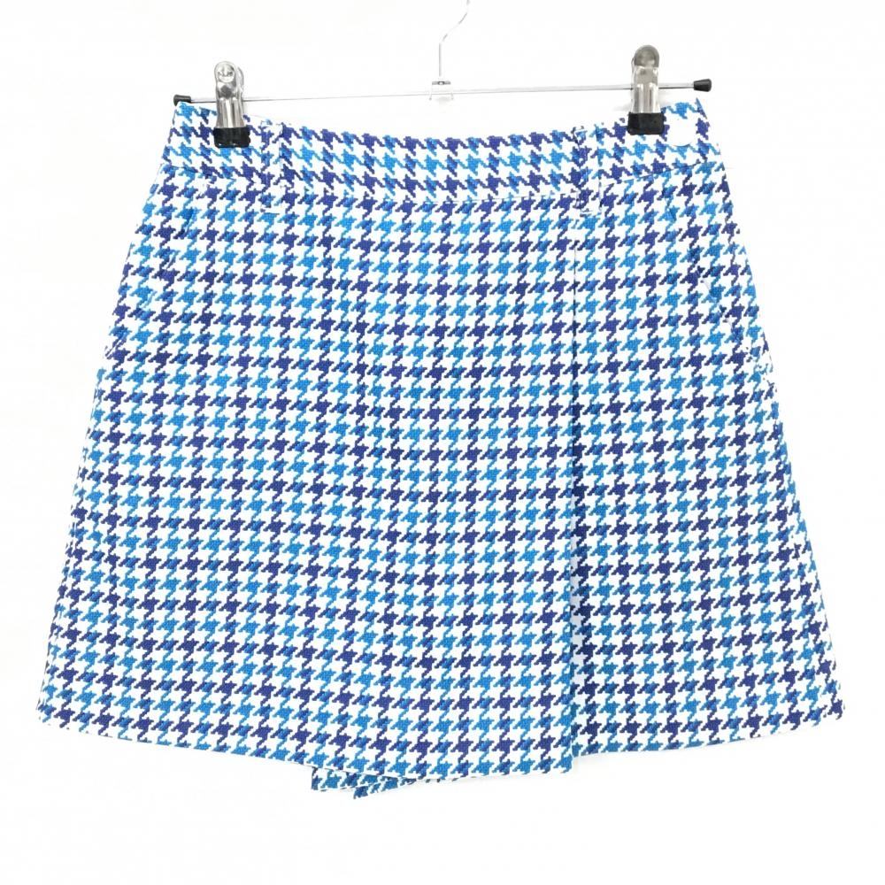 23区ゴルフ キュロットスカート 白×ブルー 千鳥格子 刺しゅう レディース 61(S) ゴルフウェア 23区