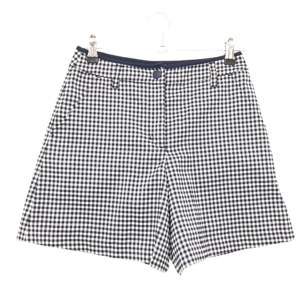 【超美品】23区ゴルフ キュロットスカート ネイビー×白 チェック 裏地付  レディース 58(XS) ゴルフウェア 23区