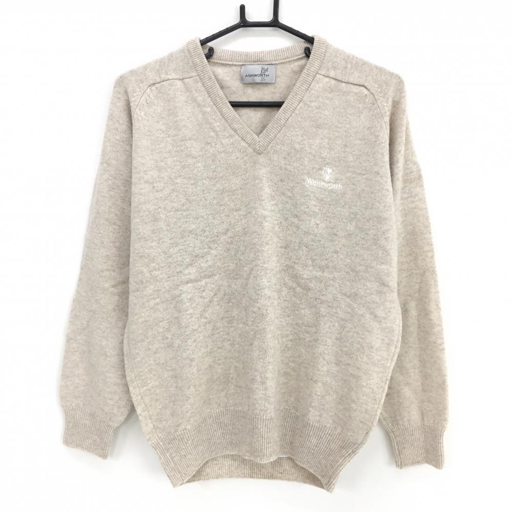 【美品】アシュワース セーター ベージュ Vネック ニット  レディース  ゴルフウェア ASHWORTH