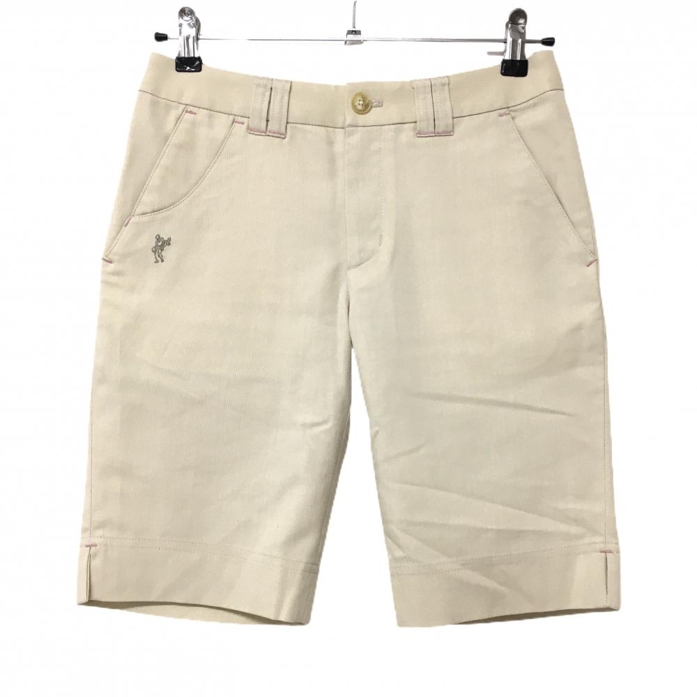 【超美品】アシュワース ハーフパンツ ベージュ ロゴ刺しゅう レディース S ゴルフウェア ASHWORTH